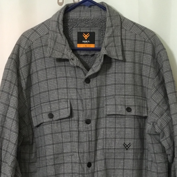 HAWX MEN'S LIGHT & DARK GRAY PLAID SHERPA LINED WORK INSULATED JACKET ~ XL - Picture 2 of 10